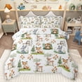 thumbnail image 1 of Homewish Cute Deer Fox Queen Comforter Set,Cartoon Bear Cute Rabbit Bedding Sets,Rustic Flower Plant Bedding Comforter Set For Boys Girls,Super Cozy Room Decor Reversible,3pcs, 1 of 8