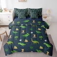 thumbnail image 1 of Homewish Cute Dinosaur 7 Pieces Full Size Bedding Sets,Green Palm Tree Full Size Bed in a Bag,Navy Blue Reversible, 1 of 8