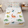 thumbnail image 1 of Homewish Cute Dinosaur Zipper Full Size Comforter Sets with Fitted Sheet and 2 Pillowcases,Colorful Polka Pots Zipper Bedding Set,White,Polkadot Reversible,4pcs, 1 of 8