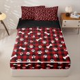 thumbnail image 1 of Homewish Cute Dog Paw Bone Zipper Twin Comforter Sets with Fitted Sheet and 2 Pillowcases,Vintage Red Black Grid Zipper Bedding Set,Cartoon Pet Decor,Black Reversible,4pcs, 1 of 8