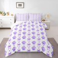 thumbnail image 1 of Homewish Cute Dog Paws Queen Comforter Set,Heart Bowknot Comforter Sets Queen,Purple,Reversible,3-Piece,1 Comforter and 2 Pillowcases, 1 of 7