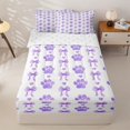 thumbnail image 1 of Homewish Cute Dog Paws Zipper Queen Comforter Set with Fitted Sheet and 2 Pillowcases,Heart Bowknot Zipper Bedding Set,Purple,Reversible,4pcs, 1 of 8