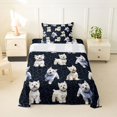thumbnail image 1 of Homewish Cute Dog Twin Sheets,Navy Black Leopard Print Bedding,3pcs,1 Fitted Sheet and 1 Pillowcase, 1 of 6