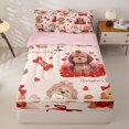 thumbnail image 1 of Homewish Cute Dog Zipper Queen Comforter Set with Fitted Sheet and 2 Pillowcases,Valentine's Day Love Print Zipper Bedding Set,Cream,Pink Reversible,4pcs, 1 of 8