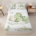 thumbnail image 1 of Homewish Cute Dragon Zipper Queen Comforter Set with Fitted Sheet and 2 Pillowcases,Cartoon Wildlife Zipper Bedding Set,Green,Reversible,4pcs, 1 of 8