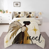 Homewish Cute Fairy 2pcs Bedding Comforter Set for Girls Boys,Dreamy Princess Twin Comforter Sets,Bling Golden Glitter Breathable Bedding Set,Microfiber Bedroom Decor,Reversible