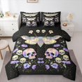 thumbnail image 1 of Homewish Cute Funny Skull 7 Pieces Full Size Bedding Sets,Dreamy Butterfly Floral Full Size Bed in a Bag,Halloween Bed Set,Black Reversible, 1 of 8