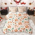 thumbnail image 1 of Homewish Cute Gingerbread Man 7 Pieces Bedding Comforter Set,Merry Christmas Full Bedding Set,Brown Green Fitted Sheet Flat Sheet For Girls Boys,Ultra Soft Home Decor Reversible, 1 of 8