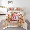 thumbnail image 1 of Homewish Cute Gingerbread Man Full Size Comforter Sets, Bowknot Coffee Cup Bedding Comforter Set, White Brown Watercolor Reversible Bedding Sets, Microfiber Bedroom Decor, 3-Piece, 1 of 8