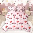thumbnail image 1 of Homewish Cute Graffiti Bowtie 7 Pieces Bedding Comforter Set,Sweet Berry Full Bedding Set,Red Pink Fitted Sheet Flat Sheet For Girls Kids,Ultra Soft Home Decor Reversible, 1 of 9