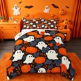 thumbnail image 1 of Homewish Cute Halloween Ghost Full Size Comforter Sets,Autumn Pumpkin Leaf Pattern Bedding Comforter Set,Black Orange White,Halloween Reversible,3pcs,1 Comforter and 2 Pillowcases, 1 of 7