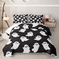 thumbnail image 1 of Homewish Cute Halloween Ghost Twin Quilt Set,3D Cartoon Pattern Twin Coverlet Set,Black White,2 Pieces, 1 of 7