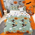 thumbnail image 1 of Homewish Cute Halloween Style Duvet Cover Queen,Witch Hat Skull Pumpkin Candy Spider Print Queen Bedding,Halloween Reversible,3-Piece,1 Duvet Cover and 2 Pillowcases, 1 of 6