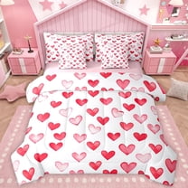 Homewish Cute Heart Loves 7-Piece Twin Bedding Sets,Happy Valentine'S Day Bedding Comforter Set,White Pink Sheet Sets For Girls Kids,Breathable Home Decor Reversible