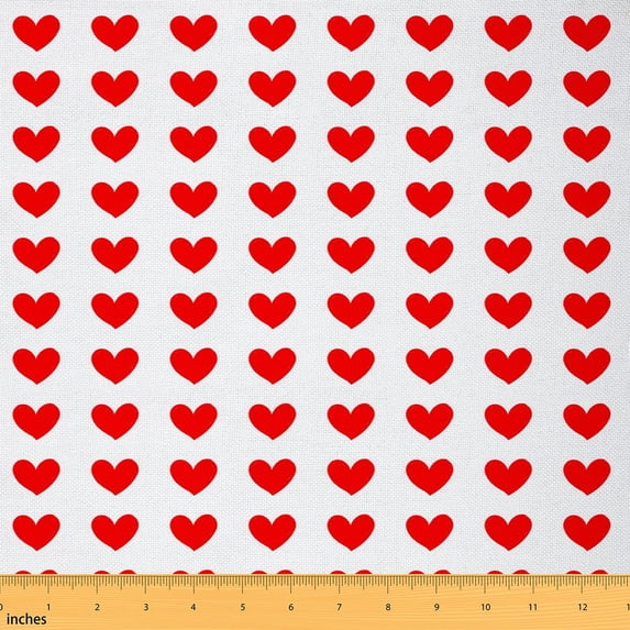 Homewish Cute Heart Loves Fabric by the Yard 3 Yard,Romantic Fairy Tale Sewing Fabric,White Red Room Decor Fabric by the Yard For Girls Kids,Breathable Home Decor