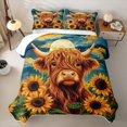thumbnail image 1 of Homewish Cute Highland Cow Bed Spread Queen for Kids Girls, Chic Sunflower Queen Coverlet Set, 3 Pieces, 1 Comforter and 2 Pillowcases, 1 of 7