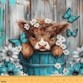 thumbnail image 1 of Homewish Cute Highland Cow Fabric by the Yard 1 Yard,Blue Butterlirs Cute Flower Home Decor Fabric by the Yard,Rustic Farmhouse Cabin Sewing Fabric For Girls,Breathable Home Decor, 1 of 6