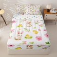 thumbnail image 1 of Homewish Cute Kawaii Bunny Zipper Full Size Comforter Sets with Fitted Sheet and 2 Pillowcases,Pink Flowers Floral Happy Easter Theme Zipper Bedding Set For Girls Kids,Reversible,4 Pieces, 1 of 7