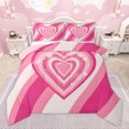 thumbnail image 1 of Homewish Cute Love Heart Full Size Comforter Sets for Teens, Pink Cartoon Abstract Bedding Comforter Set, Kawaii Princess Style Reversible Bedding Sets, Luxury Bedroom Decor, 3pcs, 1 of 8