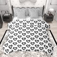 thumbnail image 1 of Homewish Cute Loves Pattern 7-Piece Twin Bedding Sets,Abstract Graffiti Bedding Comforter Set,White Black Sheet Sets For Girls Kids,Ultra Soft Home Decor Reversible, 1 of 9