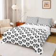 thumbnail image 1 of Homewish Cute Loves Pattern Bed Sheets,Abstract Graffiti King Sheets,White Black Sheet Set For Girls Kids,Ultra Soft Home Decor,4pcs, 1 of 7