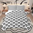 thumbnail image 1 of Homewish Cute Loves Pattern Full Size Comforter Sets,Abstract Graffiti Bedding Comforter Set,White Black Bedding Sets For Girls Kids,Ultra Soft Home Decor Reversible,3-Piece, 1 of 9