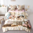thumbnail image 1 of Homewish Cute Maltese Dog 7-Piece Twin Bedding,Pink Peony Flower Bedding Comforter Set,Cream,Pink Reversible, 1 of 8
