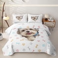 thumbnail image 1 of Homewish Cute Maltese Dog Twin Quilt Set,Kawaii Paw Print Twin Coverlet Set,White,2pcs, 1 of 7