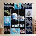 thumbnail image 1 of Homewish Cute Manatee Blackout Curtains Set of 2 (52x84 Each),Ocean Animal Window Curtains,Gray Black Curtains and Drapes For Kids,Microfiber Bedroom Decor, 1 of 6