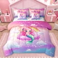 thumbnail image 1 of Homewish Cute Mermaid 7-Piece Bedding Comforter Set,Cartoon Starry Sky King Bedding Sets,Gradient Pink Purple Bed Sheets For Girls Kids,Super Cozy Room Decor Reversible, 1 of 8
