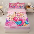 thumbnail image 1 of Homewish Cute Mermaid Pattern Zipper Twin Comforter Sets with Fitted Sheet and 2 Pillowcases,Ocean Life Sea Animal Zipper Bedding Set For Girls Teens,Reversible,4 Pieces, 1 of 7