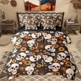 thumbnail image 1 of Homewish Cute Mushroom Floral 7-Piece Twin Bedding Sets,Gothic Skull Bedding Comforter Set,Orange Black Sheet Sets For Kids,Ultra Soft Home Decor Reversible, 1 of 8