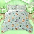 thumbnail image 1 of Homewish Cute Owl Fox Queen Comforter Set,Wild Animal Bedding Sets,Green Orange Gray Bedding Comforter Set For Girls Kids,Ultra Soft Home Decor Reversible,3 Pieces, 1 of 8