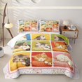 thumbnail image 1 of Homewish Cute Pet Cat Plaid Bed Spread Queen,Kawaii Animal Queen Coverlet Set,Multicolor,3 Pieces, 1 of 7