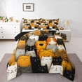 thumbnail image 1 of Homewish Cute Pet Cats Full Size Comforter Sets,Cartoon Animals Bedding Comforter Set,Orange Gray,Black Reversible,3pcs,1 Comforter and 2 Pillowcases, 1 of 7