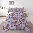 thumbnail image 1 of Homewish Cute Pet Dachshund Full Size Comforter Sets,Dog Paws Heart Bedding Comforter Set,Purple,Polkadot Reversible,3-Piece,1 Comforter and 2 Pillowcases, 1 of 7