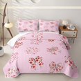 thumbnail image 1 of Homewish Cute Pet Paws Quilt King For Kids,Girls Pink Bow Knot King Coverlet Set,3pcs, 1 of 7