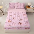 thumbnail image 1 of Homewish Cute Pet Paws Zipper Full Size Comforter Sets with Fitted Sheet and 2 Pillowcases For Kids,Pink Bow Knot Zipper Bedding Set For Girls,Pink Reversible,4 Pieces, 1 of 7