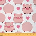 thumbnail image 1 of Homewish Cute Pigs Fabric by the Yard 3 Yard,Heart Print Sewing Fabric,Pink White Room Decor Fabric by the Yard For Girls Boys,Ultra Soft Home Decor, 1 of 6