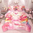 thumbnail image 1 of Homewish Cute Pink Axolotl Twin Bedding Sets 7-Piece for Kids Teens,Cartoon Stars Love Heart Bedding Comforter Set Microfiber,Kawaii Animal Salamander Breathable Sheet Sets,Reversible Room Decor, 1 of 8