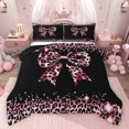 thumbnail image 1 of Homewish Cute Pink Bowtie Bedding Comforter Set 2pcs for Children Teens,Kawaii Ribbon Bow Knot Twin Comforter Sets Microfiber,Abstract Cheetah Print Breathable Bedding Set, 1 of 8