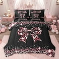 thumbnail image 1 of Homewish Cute Pink Bowtie Twin Bedding Sets 7-Piece for Children Teens,Kawaii Ribbon Bow Knot Bedding Comforter Set Microfiber,Abstract Cheetah Print Breathable Sheet Sets, 1 of 8