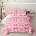 thumbnail image 1 of Homewish Cute Pink Quilt Full For Girls,Butterfly Bow-Tie Full Bedspread Sets,3-Piece, 1 of 7