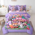thumbnail image 1 of Homewish Cute Plant Mushrooms 7 Pieces Full Size Bedding Sets,Floral Fox Rabbit Animals Full Size Bed in a Bag,Purple,Pink Reversible, 1 of 8
