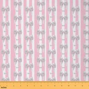 Homewish Cute Polkadots Bowknot Fabric by the Yard 1 Yard for Kids, Pink Stripes Abstract Room Decor Fabric by the Yard, Cartoon Bow Theme Sewing Fabric, Luxury Bedroom Decor