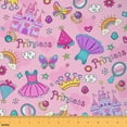 thumbnail image 1 of Homewish Cute Princess Dress Fabric by the Yard 1 Yard,Fairy Tale Castle Home Decor Fabric by the Yard,Cartoon Rainbow Crown Sewing Fabric For Girls Kids,Luxury Bedroom Decor, 1 of 6