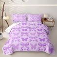 thumbnail image 1 of Homewish Cute Purple Bed Spread Queen For Girls,Butterfly Bow-Tie Queen Coverlet Set,3pcs, 1 of 7