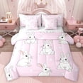 thumbnail image 1 of Homewish Cute Rabbit 7-Piece Bedding Comforter Set,Kawaii Animal King Bedding Sets,Pink White Bed Sheets For Girls Teens,Breathable Home Decor Reversible, 1 of 8