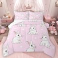 thumbnail image 1 of Homewish Cute Rabbit Queen Comforter Set,Kawaii Animal Bedding Sets,Pink White Bedding Comforter Set For Girls Teens,Breathable Home Decor Reversible,3 Pieces, 1 of 8