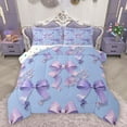 thumbnail image 1 of Homewish Cute Ribbon Bowknot 3 Pieces Queen Comforter Set for Teens Adults Female,Pink Purple Ultra Soft Bedding Sets,Dreamy Princess Bedding Comforter Set Breathable,Super Cozy Room Decor, 1 of 8